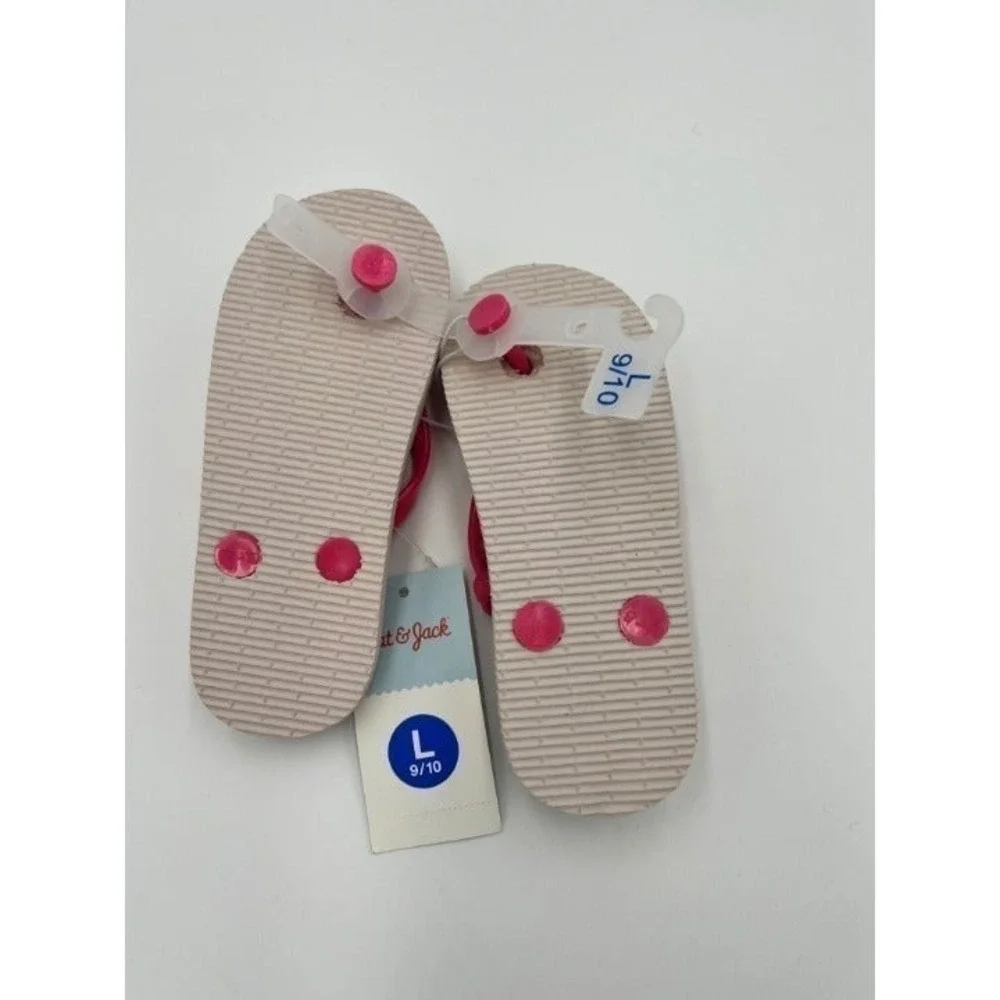 Cat Jack Toddler Girls Flip Flops Sandals Unicorn Print Pink Straps Size L 9‎ 10